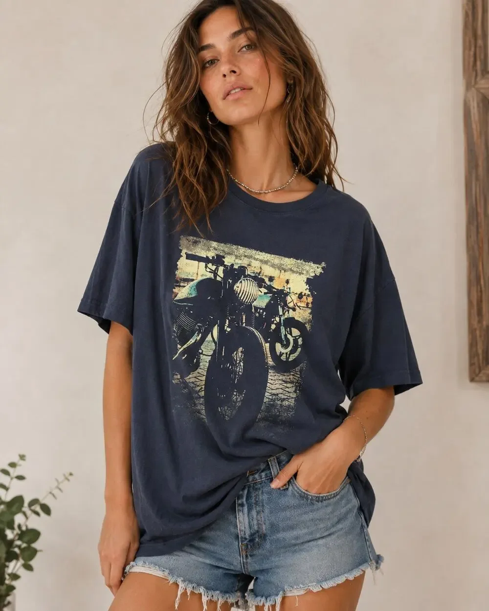 Blue Motorcycle Graphic T-Shirt Men’s XXL Vintage Style Tee Banana Republic